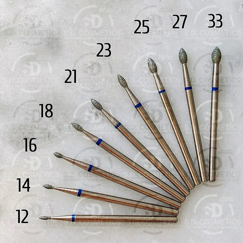 חבילה 10 ראשי מניקור יהלום טיפה כחולה